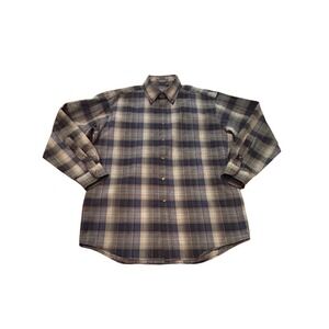 Pendleton Blue Plaid 100% Virgin Wool Button Down Shirt Sz Medium Vintage Casual